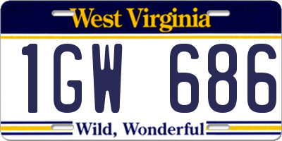 WV license plate 1GW686