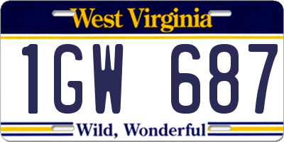 WV license plate 1GW687