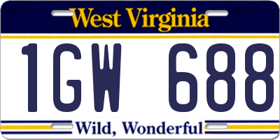 WV license plate 1GW688