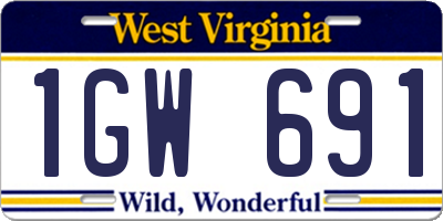 WV license plate 1GW691
