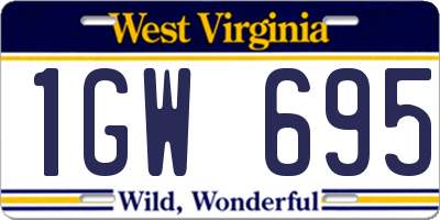 WV license plate 1GW695