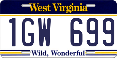 WV license plate 1GW699