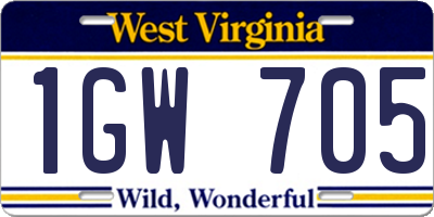 WV license plate 1GW705