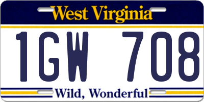 WV license plate 1GW708
