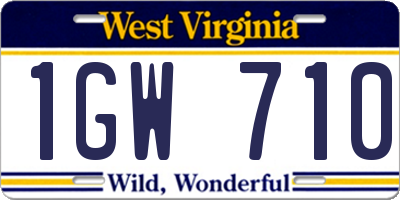 WV license plate 1GW710
