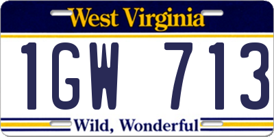WV license plate 1GW713