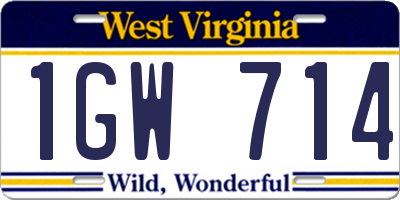 WV license plate 1GW714