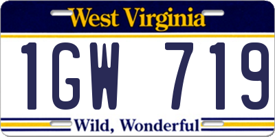 WV license plate 1GW719