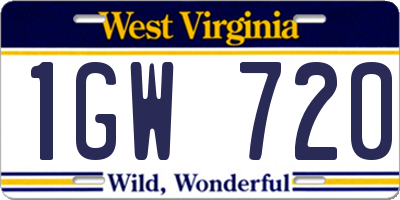 WV license plate 1GW720