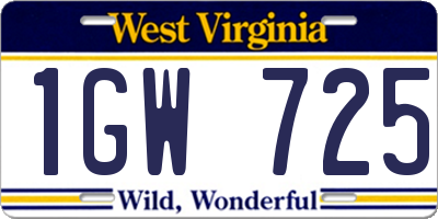 WV license plate 1GW725