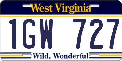 WV license plate 1GW727