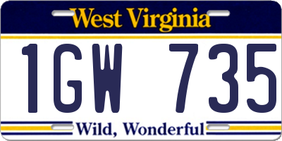 WV license plate 1GW735