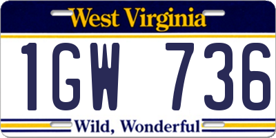WV license plate 1GW736