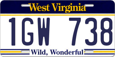 WV license plate 1GW738