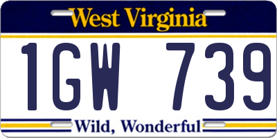 WV license plate 1GW739