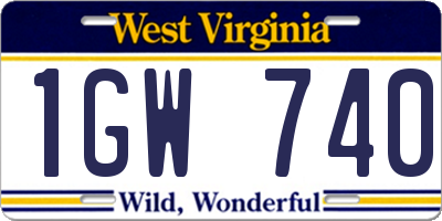 WV license plate 1GW740