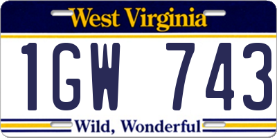 WV license plate 1GW743