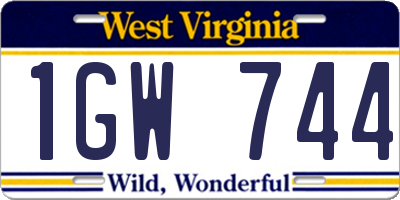 WV license plate 1GW744