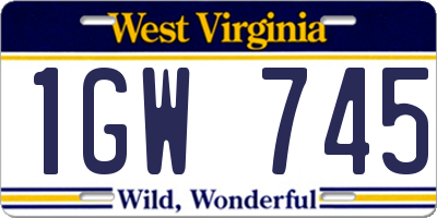 WV license plate 1GW745