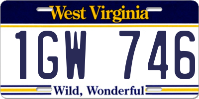 WV license plate 1GW746