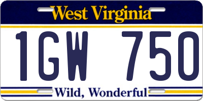 WV license plate 1GW750