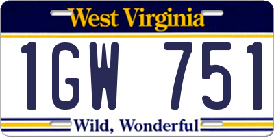 WV license plate 1GW751