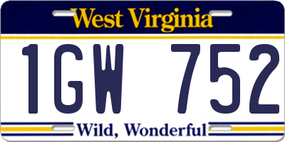 WV license plate 1GW752