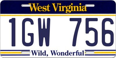 WV license plate 1GW756