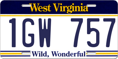WV license plate 1GW757