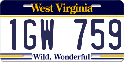 WV license plate 1GW759