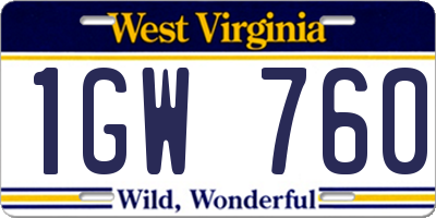 WV license plate 1GW760