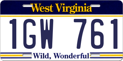 WV license plate 1GW761