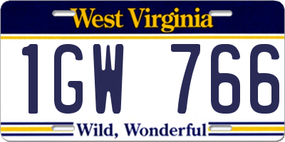 WV license plate 1GW766