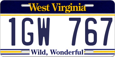 WV license plate 1GW767