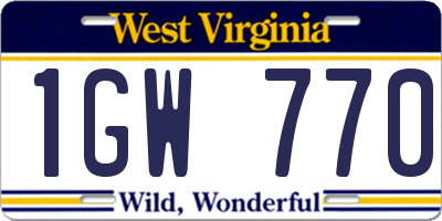 WV license plate 1GW770