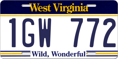 WV license plate 1GW772