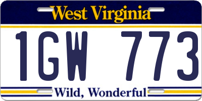 WV license plate 1GW773
