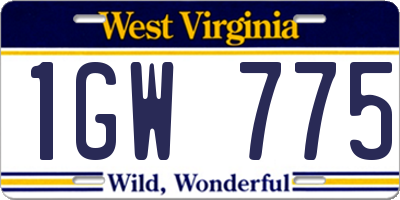 WV license plate 1GW775