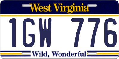 WV license plate 1GW776
