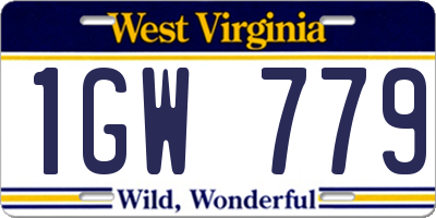 WV license plate 1GW779