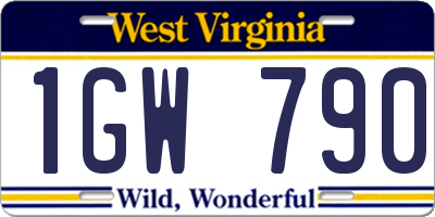 WV license plate 1GW790