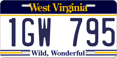 WV license plate 1GW795