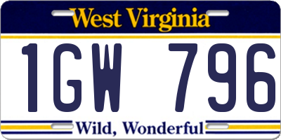 WV license plate 1GW796