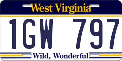 WV license plate 1GW797