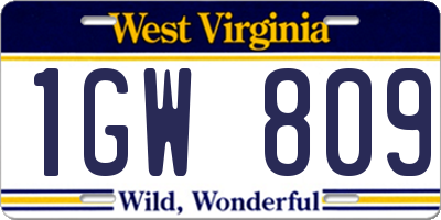 WV license plate 1GW809