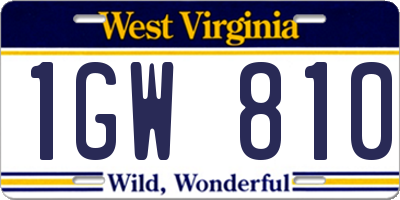 WV license plate 1GW810