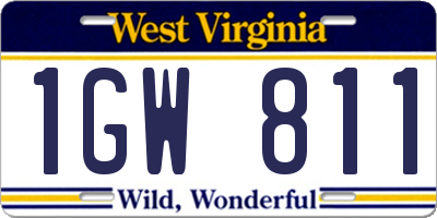WV license plate 1GW811