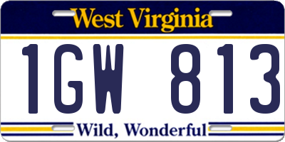 WV license plate 1GW813
