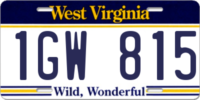WV license plate 1GW815