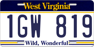 WV license plate 1GW819